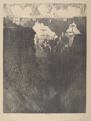 Cités au coucher du soleil dans le canyon