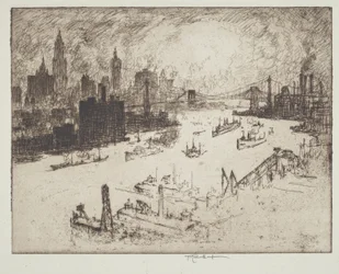 Coucher de soleil, depuis le pont de Williamsburg