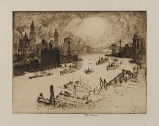Coucher de soleil depuis le pont de Williamsburg, 1915