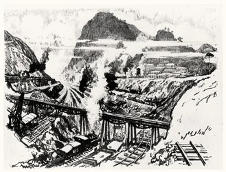 La Coupe à Paraiso, planche XVI de Le Canal de Panama par Joseph Pennell, 1912