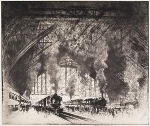 Les trains qui arrivent et les trains qui partent, Pennsylvania Railroad, Philadelphie, 1919