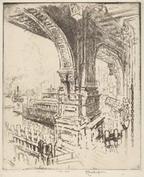 Dans le ferry, rue Cortlandt, New York