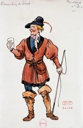 Costume pour les clients de la taverne dans La Damnation de Faust par Hector Berlioz, esquisse de Joseph Porphyre Pinchon