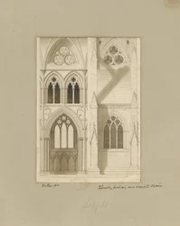 Intérieur de la cathédrale de Lichfield - Nef : dessin à la sépia