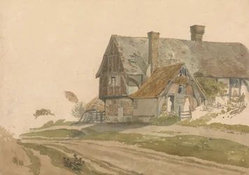 Ferme avec figures à la porte et à la fenêtre