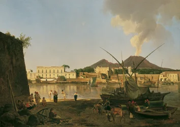 Le port Granatello à Portici avec le Vésuve en arrière-plan
