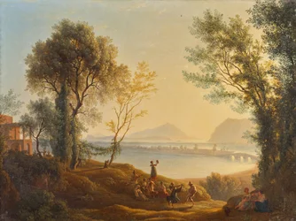 Paysage italien au coucher du soleil