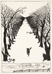 Le chat qui marchait tout seul, illustration tirée de «Histoires comme ça pour les petits enfants» de Rudyard Kipling, publiée à Londres, 1951