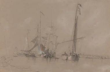 Navires au large de la côte près de Corton
