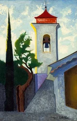 Le clocher (huile sur toile posée sur panneau)
