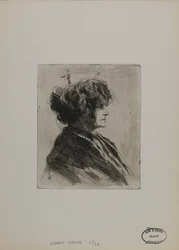 Sans titre - Femme avec un foulard et des cheveux ébouriffés