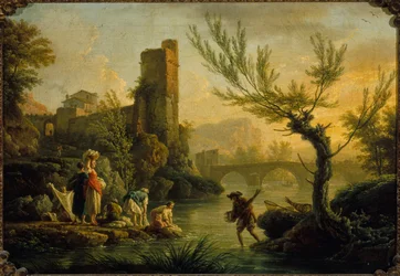 Paysage avec des lavandières
