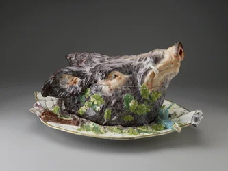 Soupière en forme de tête de sanglier, Chelsea Porcelain Factory, vers 1758