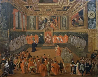 Audience du Doge dans la salle du Conseil du Palais des Doges, Venise