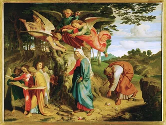 Gang Mariae ueber das Gebirge - La marche de la Vierge Marie à travers les montagnes ... (peinture sur toile)