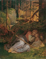 Le repos de Geneviève dans la forêt