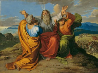 Moïse en prière avec Aaron et Hur sur le mont Horeb
