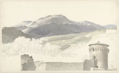 Paysage près de Subiaco et bâtiment à Rome