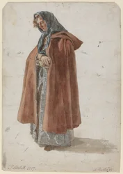 Jeune femme en fichu et manteau à Hastings