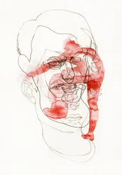 Visage abstrait rouge