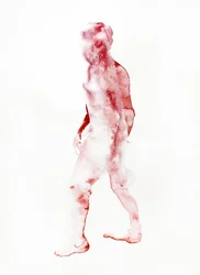 Personnage marchant rouge