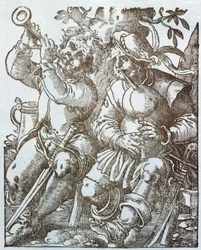 Joueurs de flûte et de cornemuse au Moyen Âge