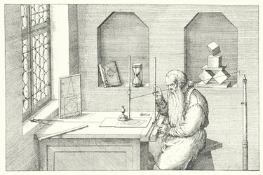 Orfèvre allemand, artiste et graveur Wenzel Jamnitzer dans son atelier