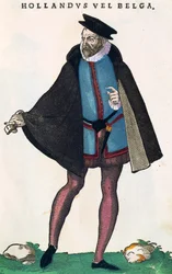Néerlandais en costume traditionnel, gravure de Habitus praecipuorum popularum