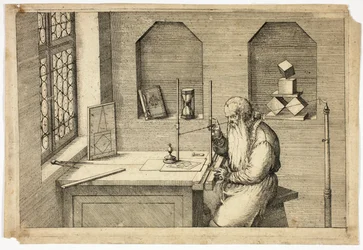 Portrait de Wenzel Jamnitzer dans son étude