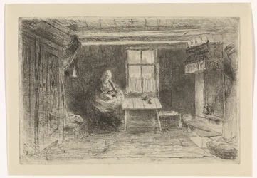 Intérieur avec mère et enfant
