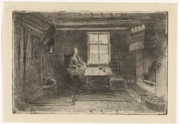 Intérieur avec mère et enfant