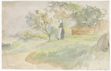 Femme debout dans un paysage