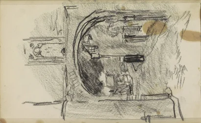 Rue vue à travers une porte