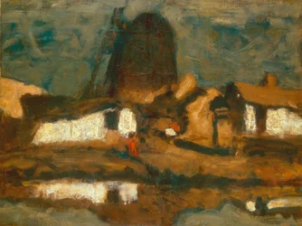 Paysage avec moulin à vent