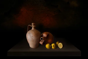 Citrons en poterie rustique
