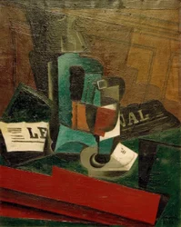 Siphon, verre et journal