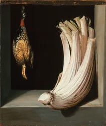 Nature morte avec un cardon et une francoline