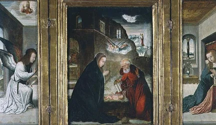 La naissance du Christ Triptyque avec la Nativité flanquée de l
