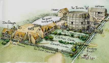 Le théâtre de Burbage, New Inn Yard, Shoreditch, Hackney, Londres
