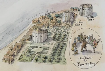 Hope Theatre, Rose Theatre et Globe Theatre, Southwark, Londres, vers 1647 2016