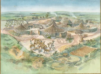 Reconstruction de Carn Euny (aquarelle sur papier)