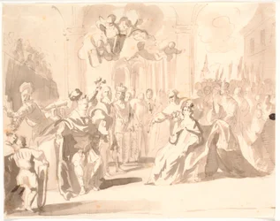 Duc Frédéric III de Gottorp avec son épouse comme fondateurs de quatre maisons royales et princières