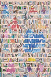 Bibliothèque aux étagères colorées