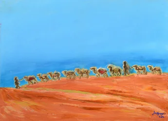 Caravane de chameaux du désert