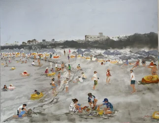 Une plage animée