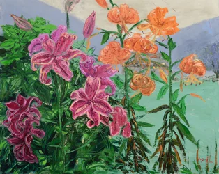 Lys rose et orange du jardin