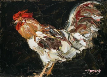 Coq aux couleurs vives en impasto