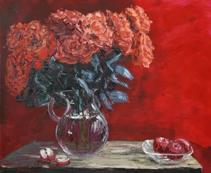 Des roses et des pommes aux couleurs vives