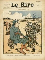 Illustration par Abel Faivre (1867-1945) pour la couverture de Le Rire, 25/12/09 - Perplexité - Campagne, Loisirs, Chasse