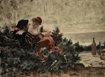Grandbuckthorn, le père de Gargantua, et Gargamelle, la mère de Gargantua. Gargantua. Illustration de Jules Garnier. Dans "Rabelais et l